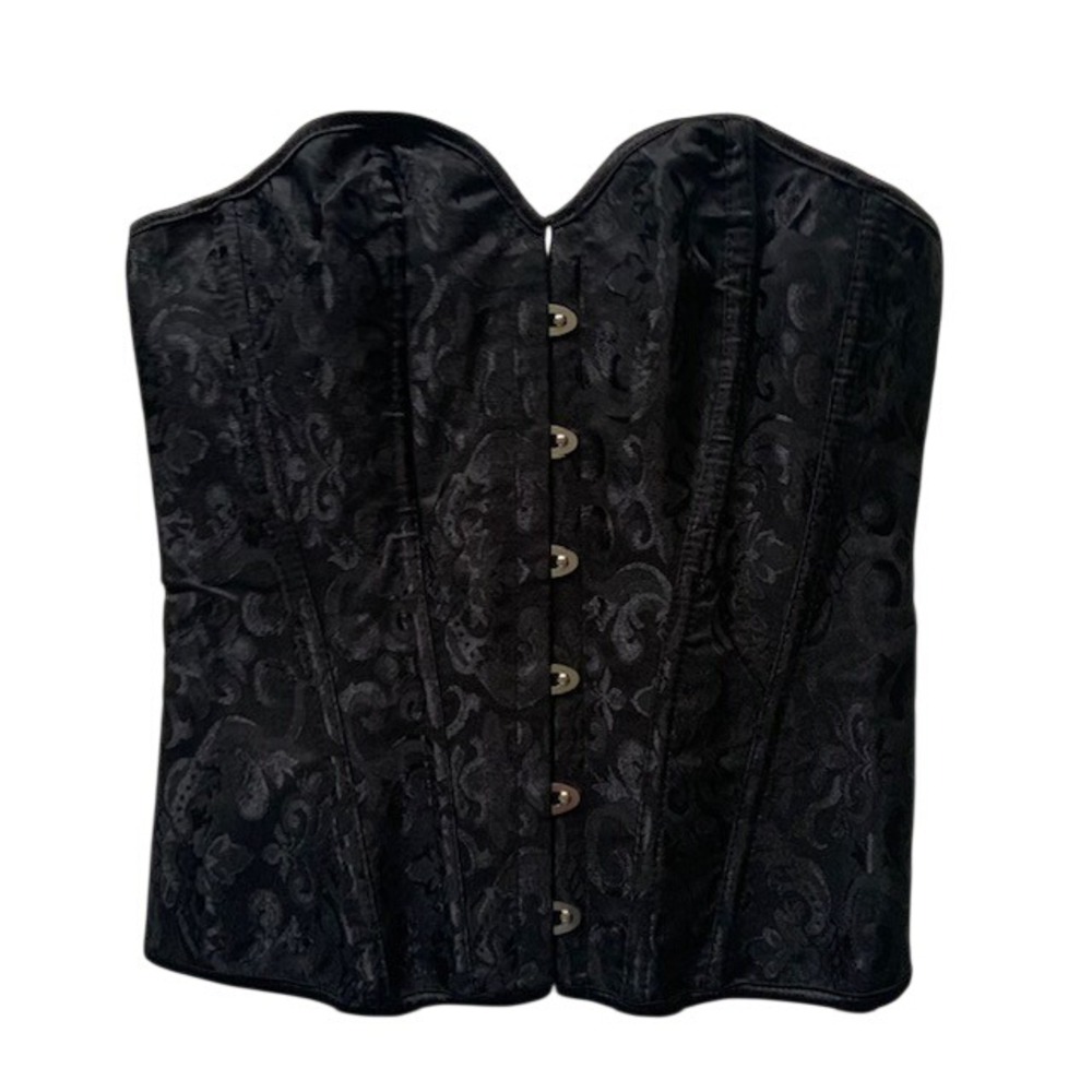 Black Tapestry Corset Top S Whimsigoth Renaissance Dark Romance Coquette Silver